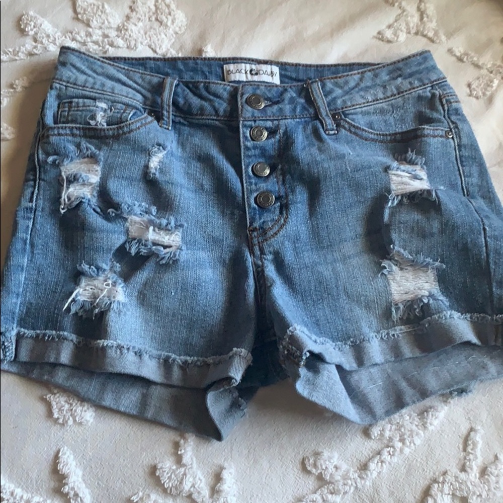 Button fly jean shorts